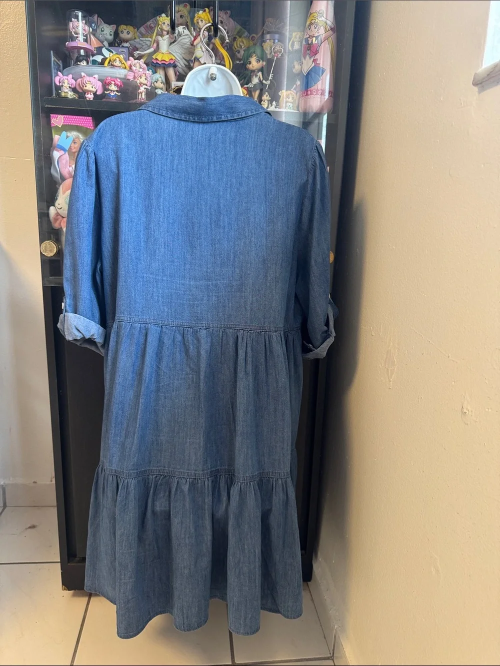 NEW Tommy Hilfiger Blue Denim Button-Front Peasant Dress